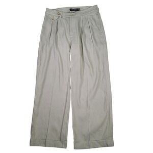 Lauren Ralph Lauren Sage Green Linen Blend Wide Leg Cropped Pants 4 Coastal